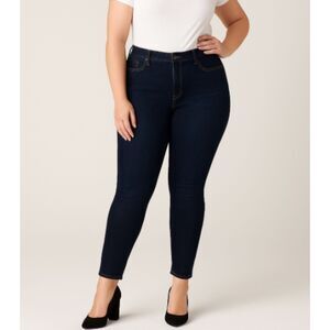 Wrangler Women’s Retro Skinny Jeans Size 14 High Rise Blue Denim Zip Button